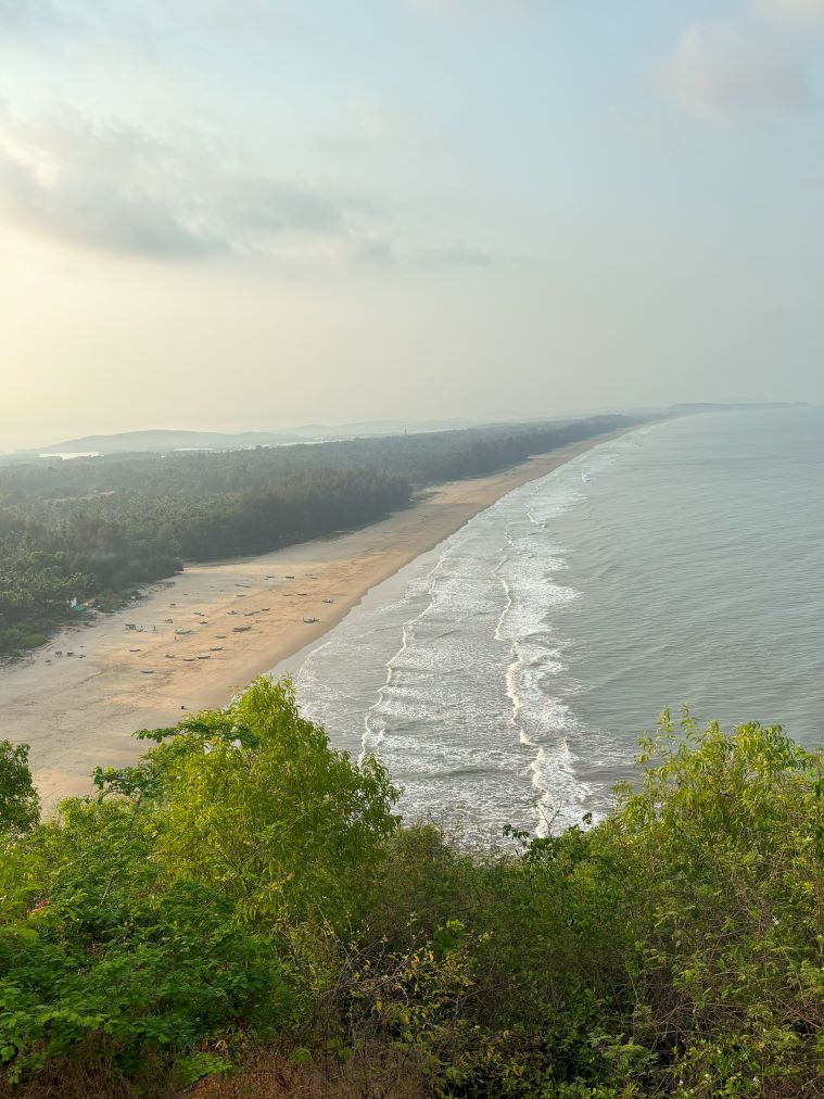 Nirvana beach as seen from top of Kagal cliff